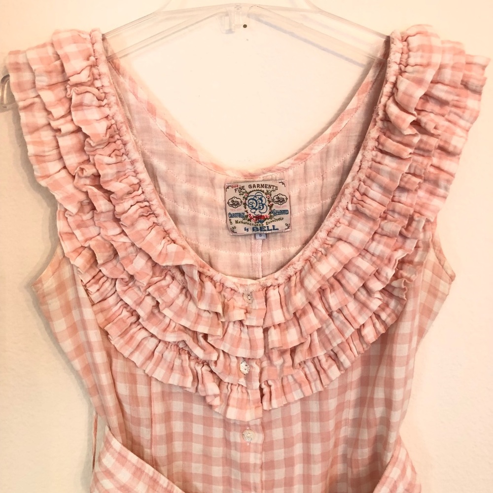 Bell Fine Garments Pink Check Ruffle Dress 8 - Picture 3 of 11